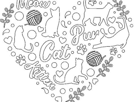 Stickdatei - Katzenherz Linien  Katze