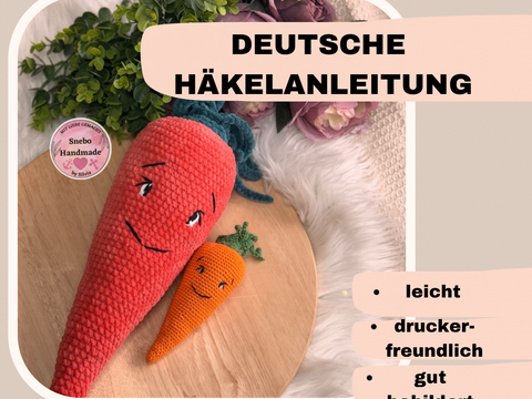 Süße Häkelanleitung Möhre Flores La Carotte, PDF Deutsch