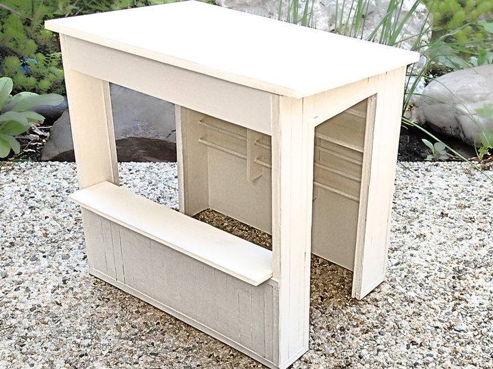 Miniatur-Marktstand 1:12 – Bastelanleitung mit Schablonen und Fotos