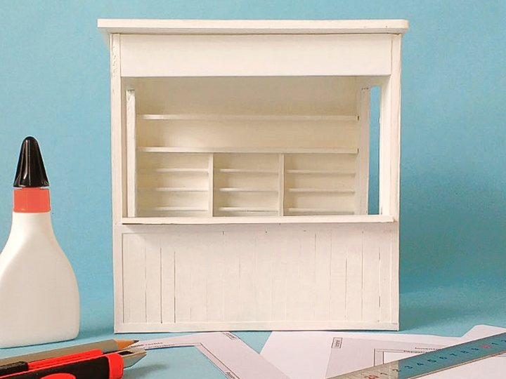 Miniatur-Marktstand 1:12 – Bastelanleitung mit Schablonen und Fotos
