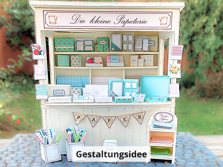 Miniatur-Marktstand 1:12 – Bastelanleitung mit Schablonen und Fotos