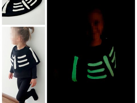 leuchtender Skelett Poncho für Halloween