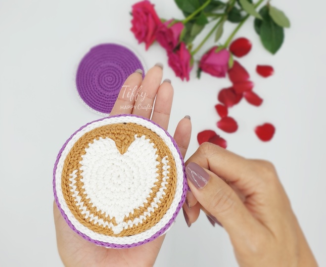 Love Cup Set - Cappuccino and Hot Cacoa With Heart Latte Art Crochet