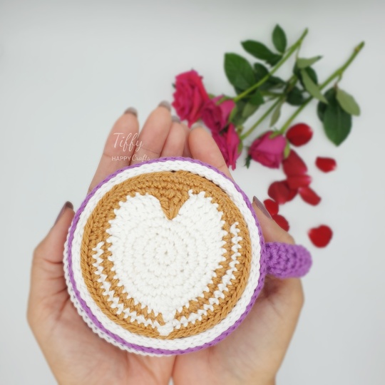Love Cup Set - Cappuccino and Hot Cacoa With Heart Latte Art Crochet