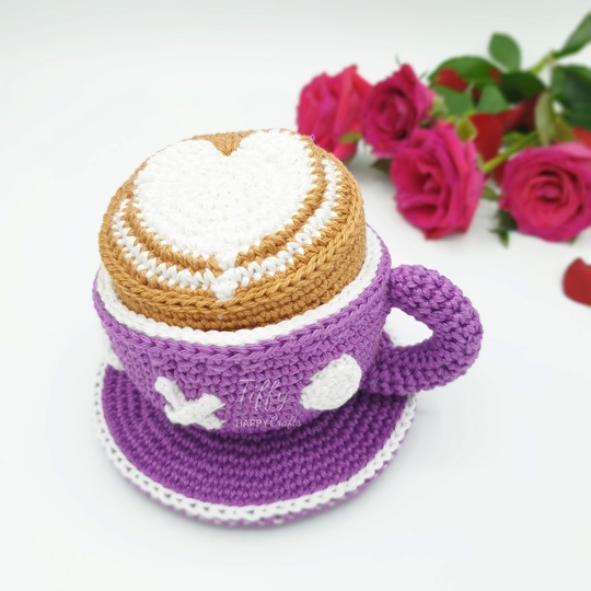 Love Cup Set - Cappuccino and Hot Cacoa With Heart Latte Art Crochet