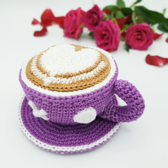 Love Cup Set - Cappuccino and Hot Cacoa With Heart Latte Art Crochet
