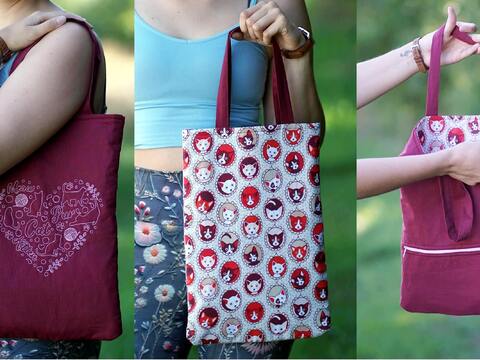 Wendebeutel Kitty nähen Beutel Tasche mit Reißverschluss