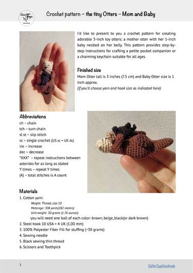 Otter crochet amigurumi with baby