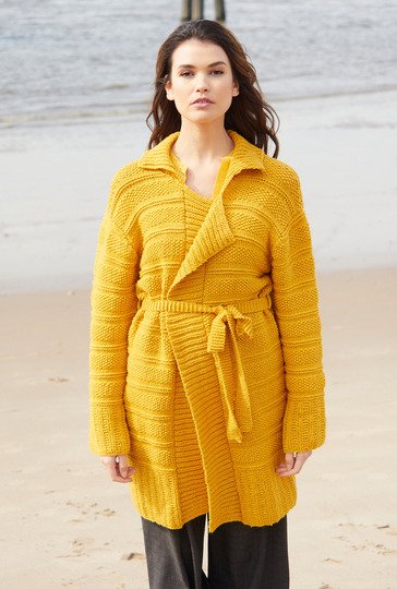 Ockerfarbene Oversize-Jacke mit Reverskragen