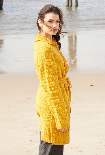 Ockerfarbene Oversize-Jacke mit Reverskragen