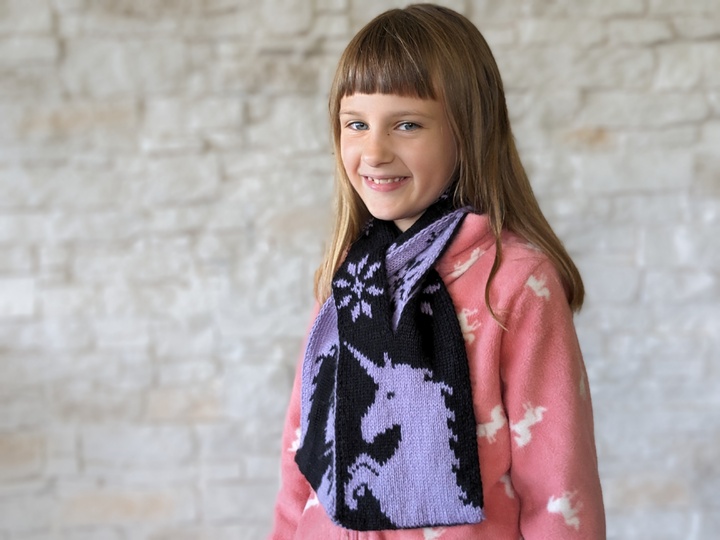 Strickanleitung Steckschal "Einhorn" - in Doubleface