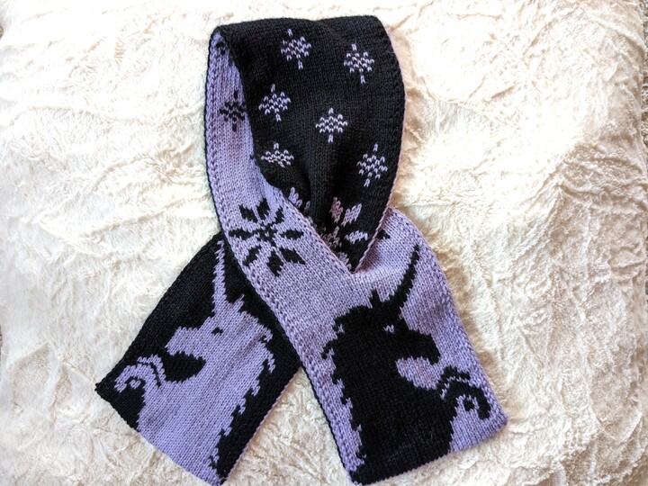 Strickanleitung Steckschal "Einhorn" - in Doubleface