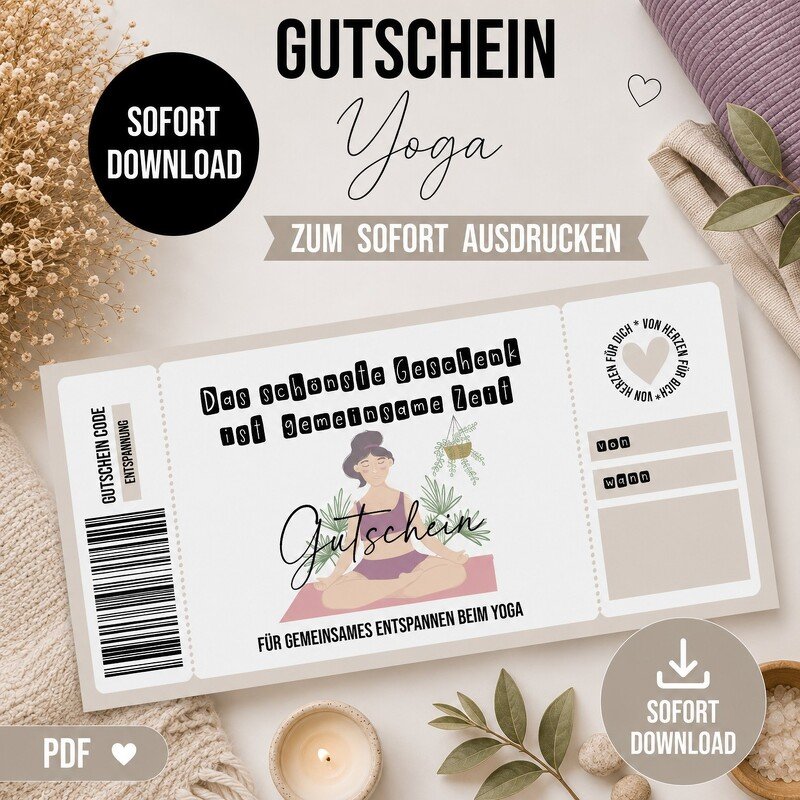 Gutschein zum Ausdrucken YOGA digitale Datei Gutschein DOWNLOAD