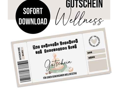 Gutschein zum Ausdrucken WELLNESS digitale Datei Gutschein DOWNLOAD