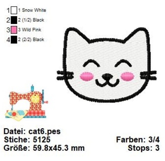 Katzen Stickdatei, Katzen Set Stickdateien, Maschinensticken