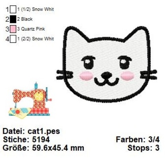 Katzen Stickdatei, Katzen Set Stickdateien, Maschinensticken