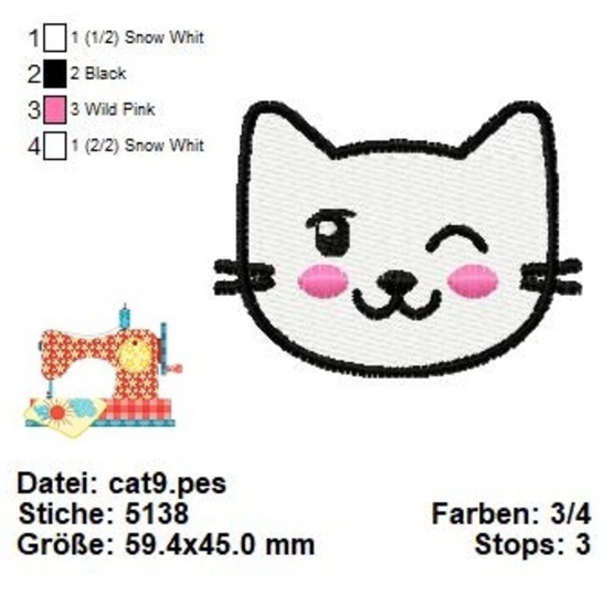 Katzen Stickdatei, Katzen Set Stickdateien, Maschinensticken