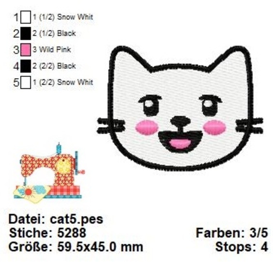 Katzen Stickdatei, Katzen Set Stickdateien, Maschinensticken