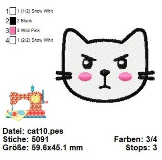 Katzen Stickdatei, Katzen Set Stickdateien, Maschinensticken