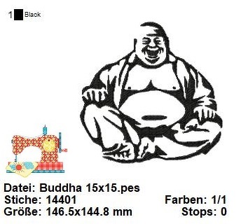 Buddha Stickdatei, Namaste Stickdatei in 3 Größen, Zen, Buddhismus Design