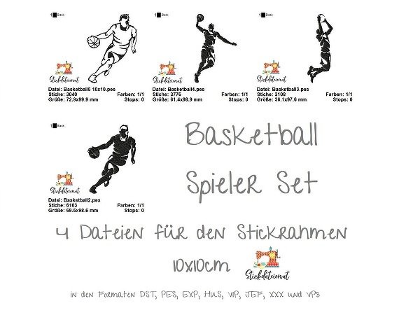 Stickdatei Basketball, Stickdatei Set NBA, Stickdatei 10x10 Basketball