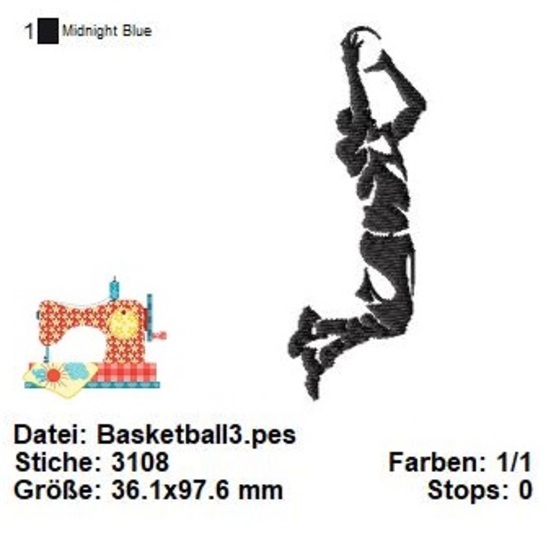 Stickdatei Basketball, Stickdatei Set NBA, Stickdatei 10x10 Basketball