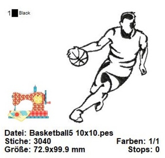 Stickdatei Basketball, Stickdatei Set NBA, Stickdatei 10x10 Basketball