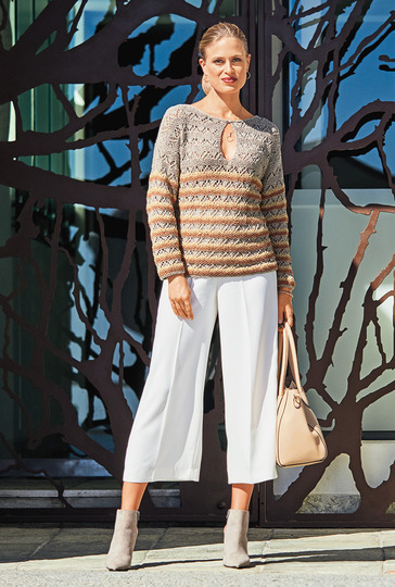 Pullover mit Streifen in Graubraun und Hellbraun