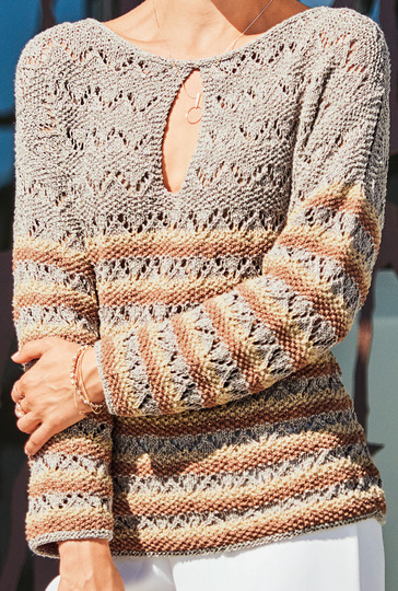 Pullover mit Streifen in Graubraun und Hellbraun