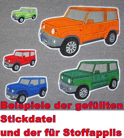 Stickdatei - Geländewagen Auto für Stoffapplikationen