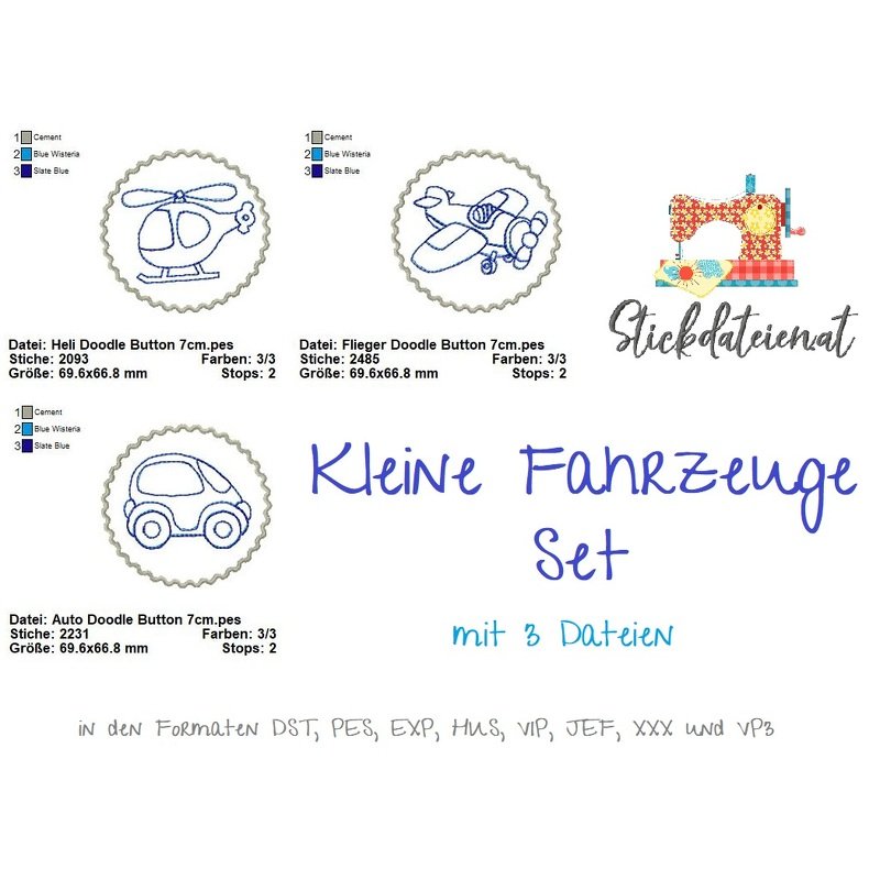 Stickdatei Fahrzeuge, Auto Stickdatei, Hubschrauber Stickdatei, Flugzeug