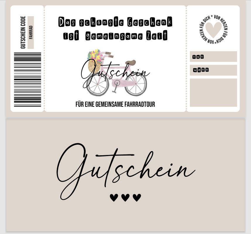 Gutschein zum Ausdrucken FAHRRADTOUR digitale Datei Gutschein DOWNLOAD - Bild 5