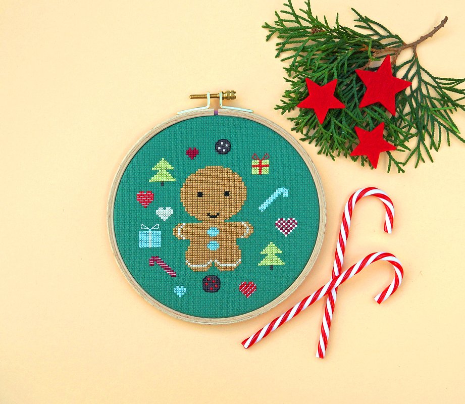 Stickvorlage PDF "Kleiner Lebkuchenmann" Download Vorlage, Weihnachten - Bild 2