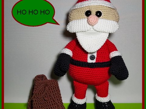 Häkelanleitung Weihnachtsmann mit Säckchen