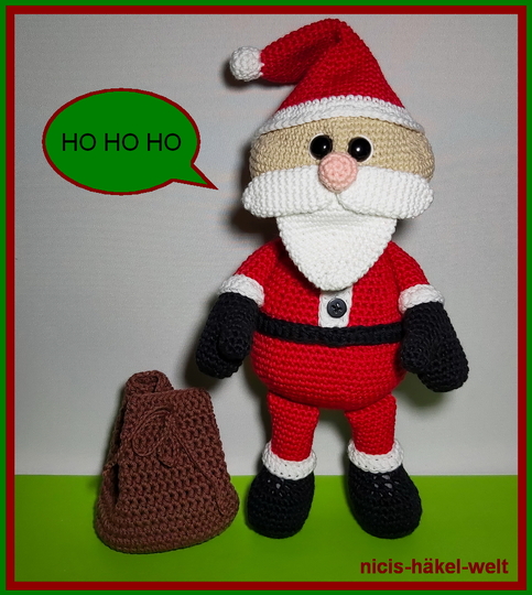 Häkelanleitung Weihnachtsmann mit Säckchen