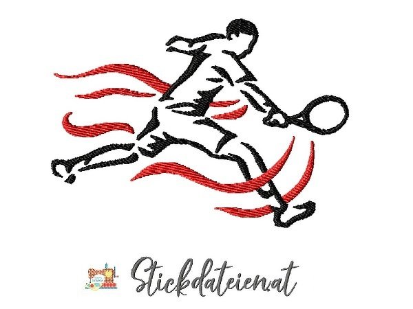 Stickdatei Tennis, Tennisspieler, Aufschlag, Stickdatei für Sportbegeistert