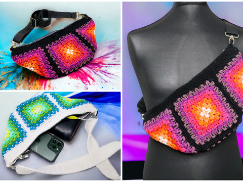 Mosaik Umhängetasche - Häkelanleitung