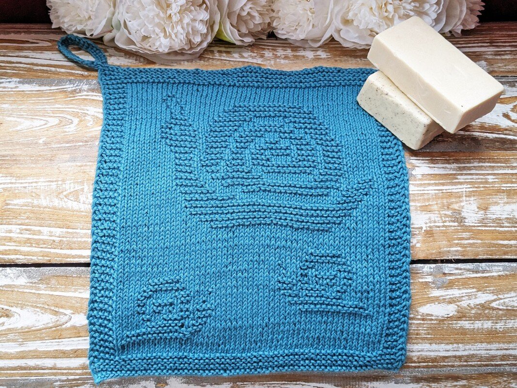 Knitting pattern washcloth / dishcloth "The Snail family" - easy