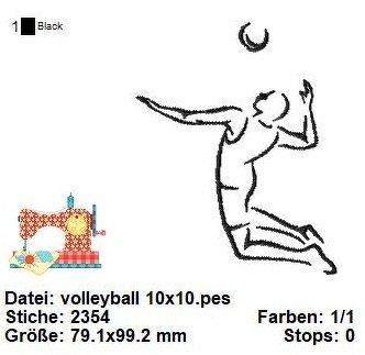 Volleyball Stickdatei 10x10, Sport Stickdatei, digitale Volleyball Datei - Bild 2