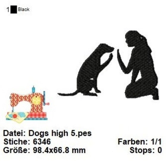 Stickdatei High 5, Hundesport Stickdatei, Hundeliebe Stickdatei, Hunderasse