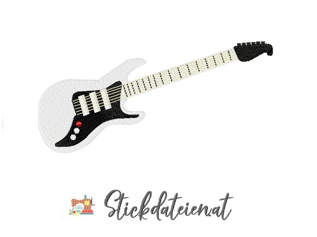 Stickdatei E-Gitarre, Musik Stickdatei 13x18, Gitarren Stickdatei
