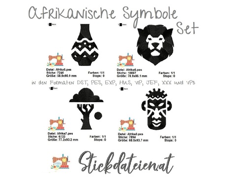 Stickdatei Afikanische Symbole Set, Stickdatei Afrika, Stickdatei Folklore
