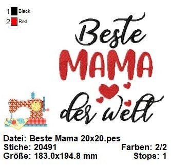 Stickdatei Muttertag, Stickdatei beste Mama, Maschinensticken in 3 Größen - Bild 4