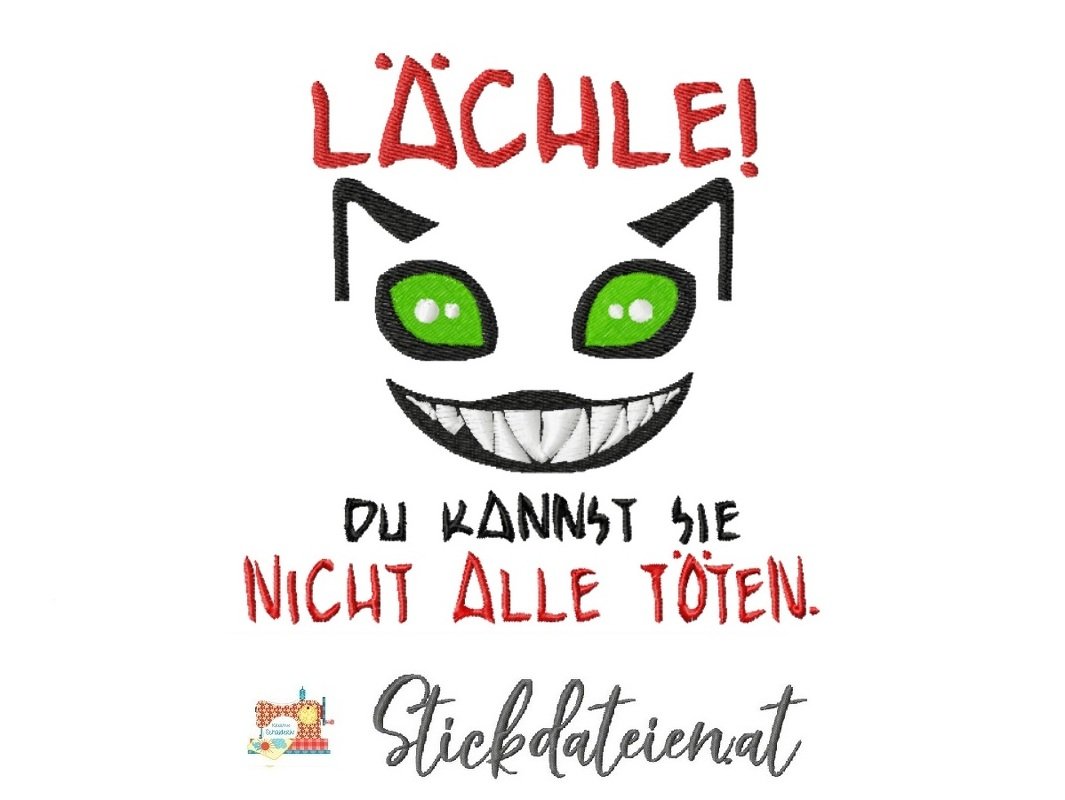 Stickdatei Lächle, sarkastische Stickdatei, Maschinensticken in 3 Größen