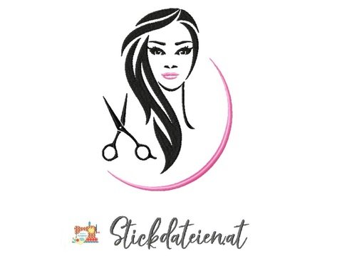 Stickdatei Friseur Hairdresser, Stickdatei in 3 Größen, maschinensticken