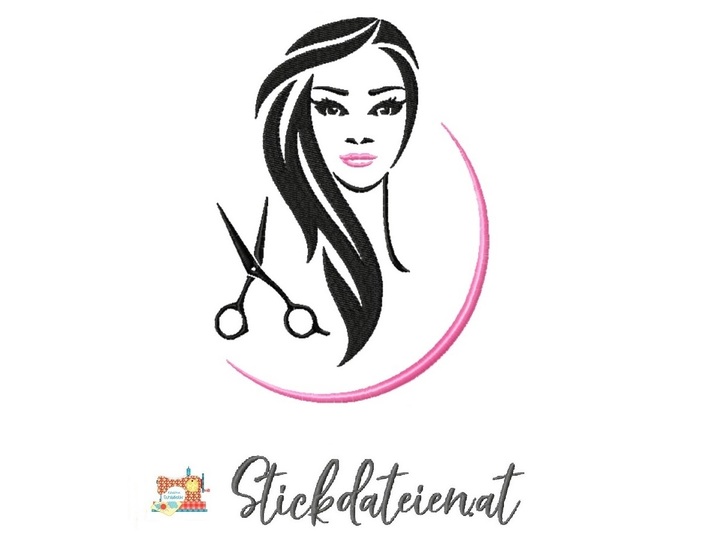 Stickdatei Friseur Hairdresser, Stickdatei in 3 Größen, maschinensticken