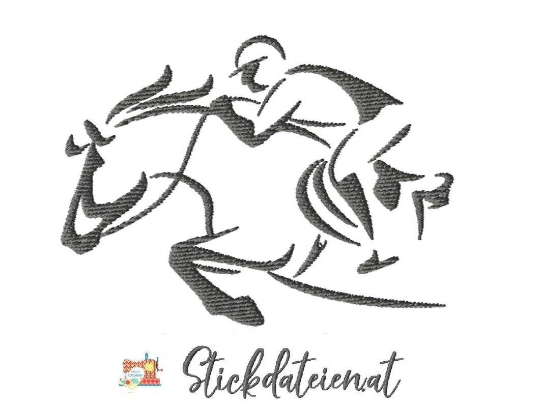 Stickdatei Springreiter, Stickdatei in 3 Größen, Maschinensticken