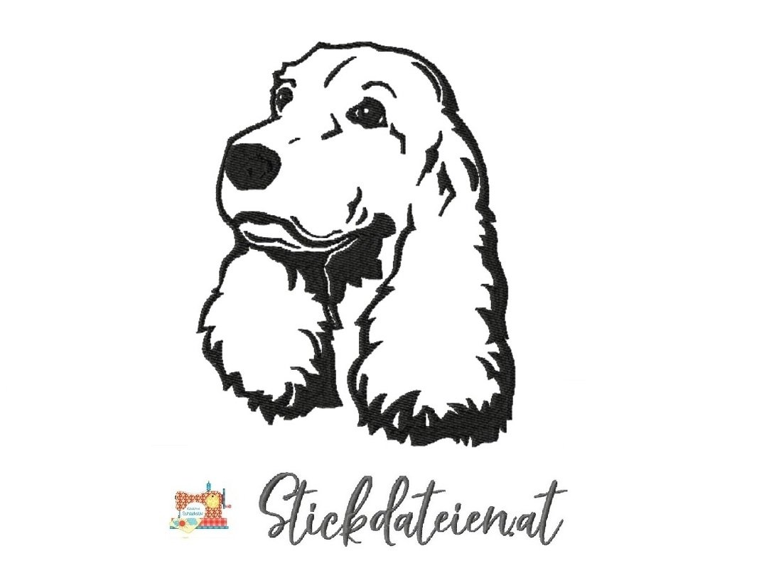 Cockerspaniel Kopf Stickdatei, Stickdatei Hunderassen, Maschinensticken
