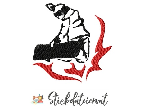 Snowboard Stickdatei, Stickdatei Wintersport, Stickdatei in 3 Größen