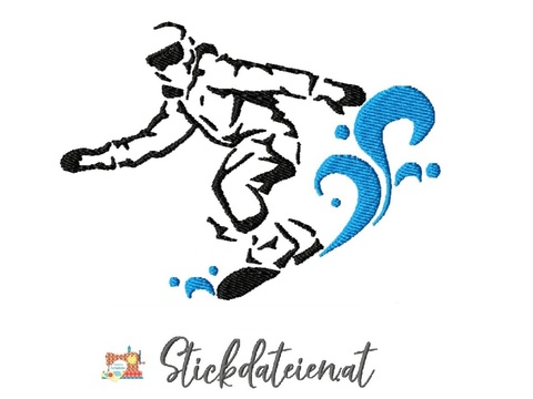 Snowboard Stickdatei, Stickdatei Wintersport, Stickdatei in 3 Größen